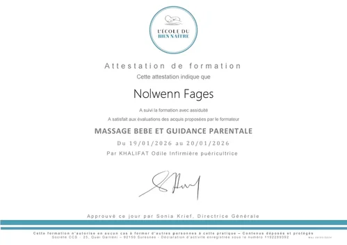 Massage bébé et guidance parentale à Millau, O Creux de l'Eau