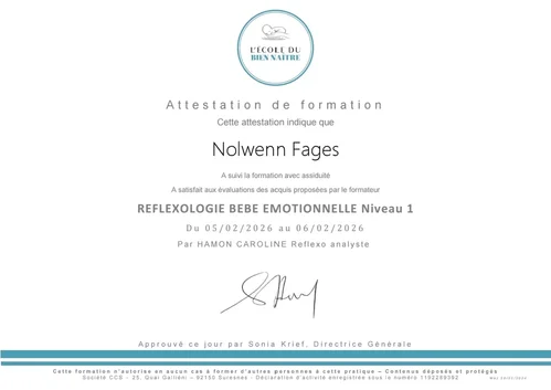 Réflexologie bébé émotionnelle, O Creux de l'Eau à Millau