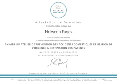 Prévention des accidents domestiques, gestion de l'urgence à destination des parents, O Creux de l'Eau à Millau