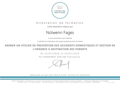 Prévention des accidents domestiques, gestion de l'urgence à destination des parents, O Creux de l'Eau à Millau