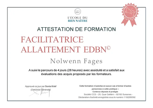 Formation facilitatrice allaitement EDBN à Millau, O Creux de l'Eau